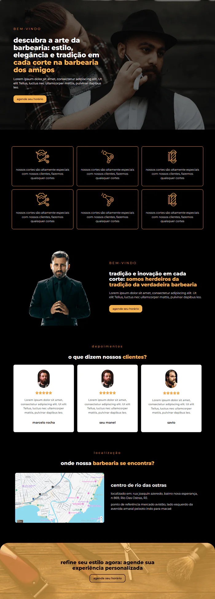 landing page de barbearia