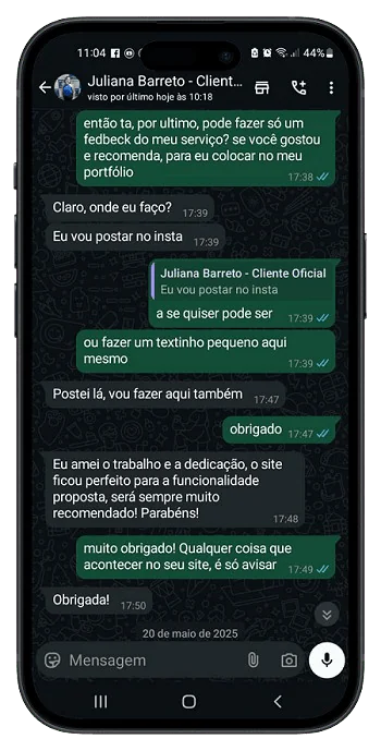 Depoimento de Juliana Barreto sobre a criação de um site
