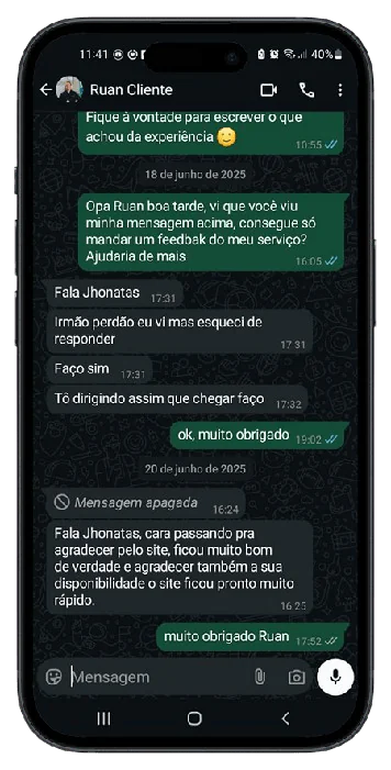 Depoimento de Ruan cliente