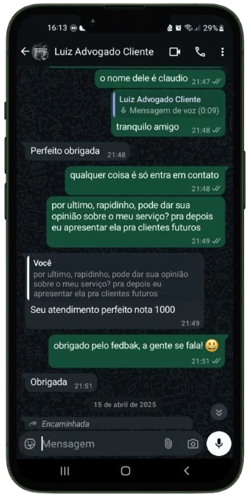 Depoimento de cliente - Luiz Advogado